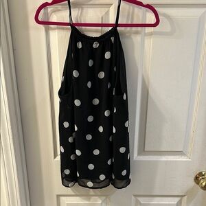 Polka Dot Sleeveless Black Top